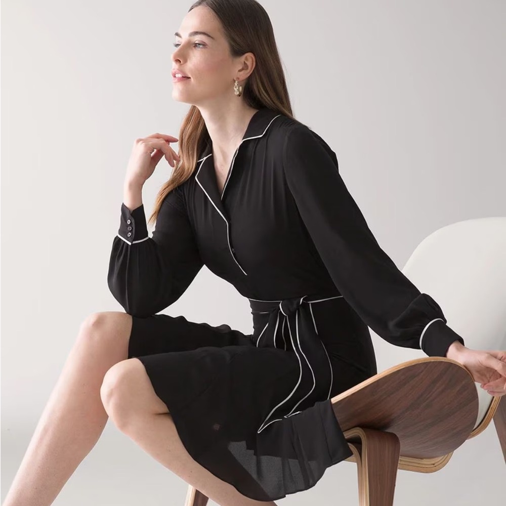 💖 LIKE NEW WHBM CONTRAST TRIM GODET DRESS